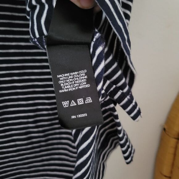 Kenneth Cole New York Navy Blue White Striped T-shirt M - Picture 4 of 8